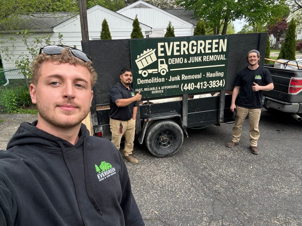 Evergreen team with branded trailer
