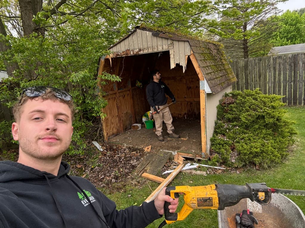 Shed demolition interior framing removal Ohio