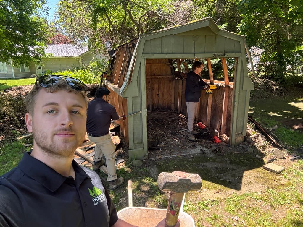 Shed teardown three man crew Lake County Ohio